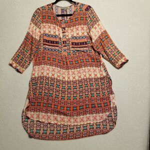 Figueroa & Flower L Top Tunic Swim Cover Up Rayon Vintage Boho Beach Cruise